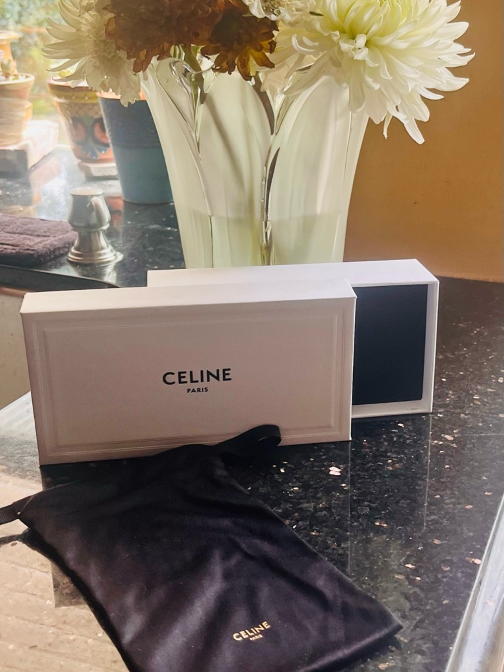 Celine White Box with Black Branded Dust Bag case
